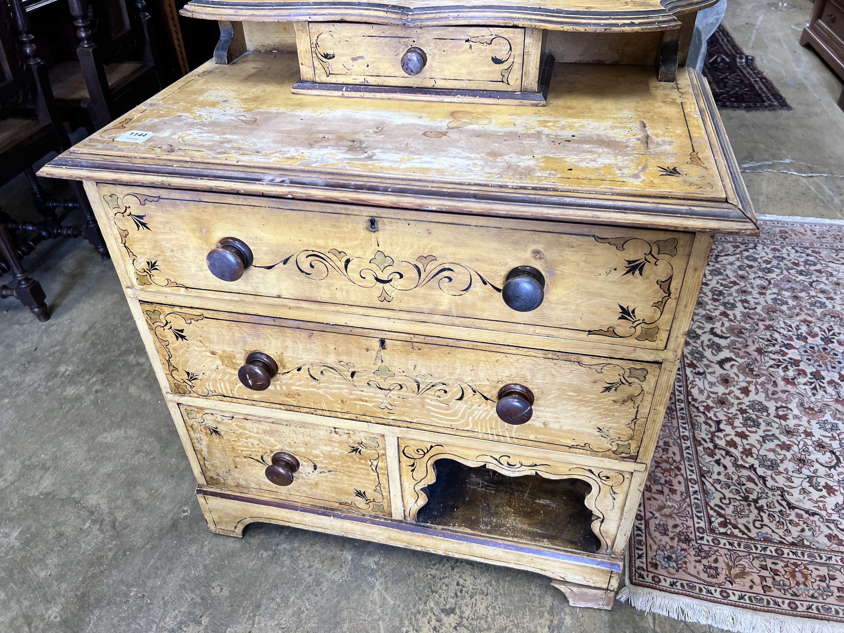 An Edwardian later painted beech dressing chest, width 85cm